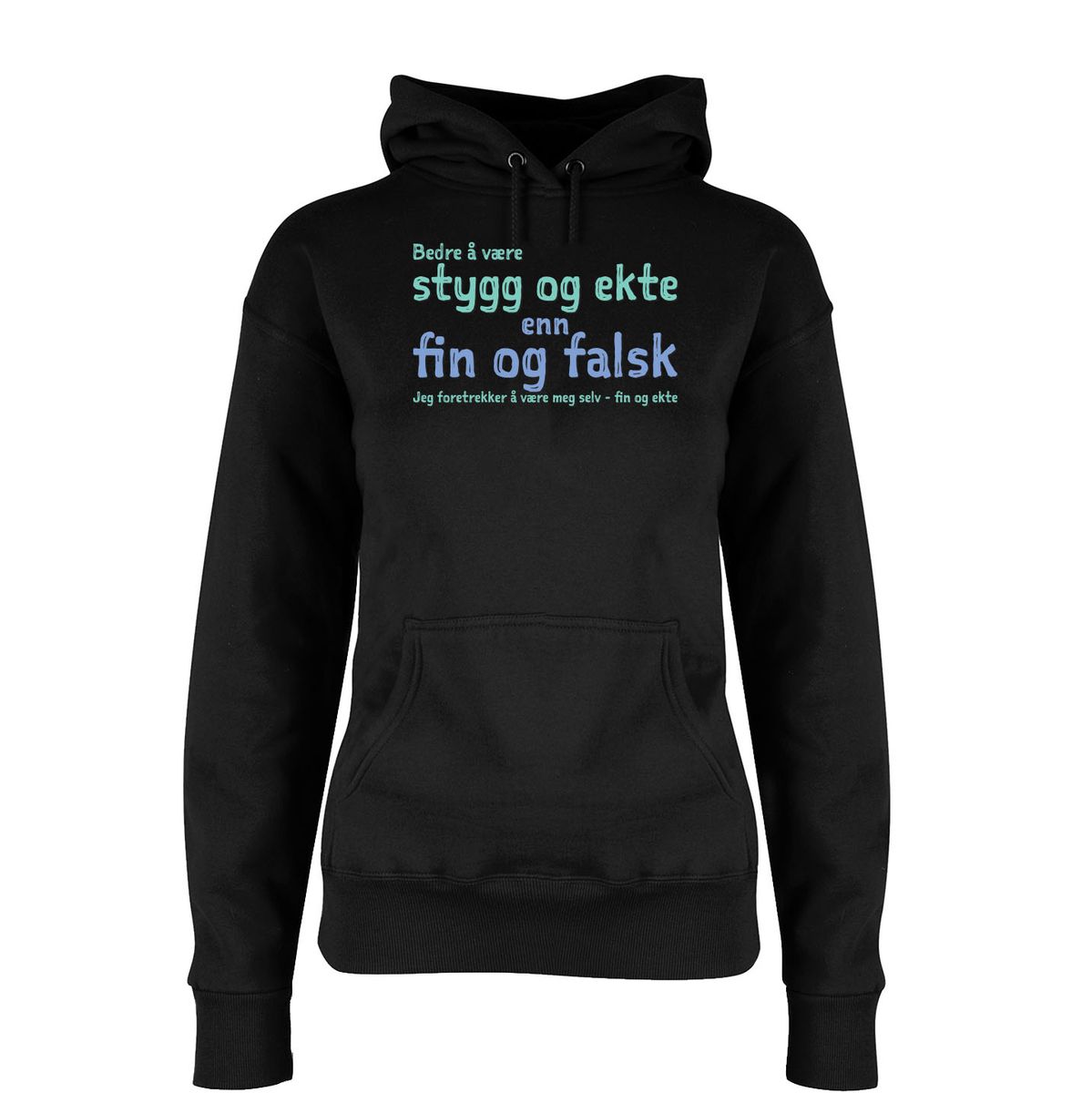 Fin og ekte Hettegenser DAME FARGE Trykk