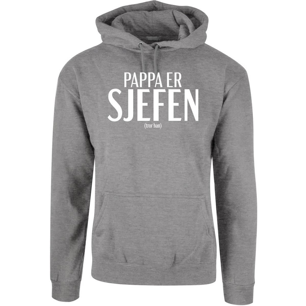 OUTLET - Pappa er sjefen Hettegenser - Gråmelert - LARGE